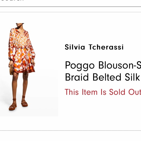 Like New! Silvia Tcherassi Silk Poggo Blouson-Sleeve Braid Belted Silk Dress - Picture 5 of 13